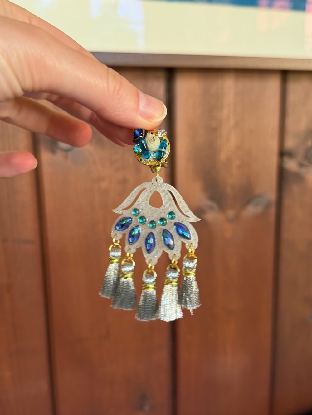 Clip on earrings, beaded, vintage